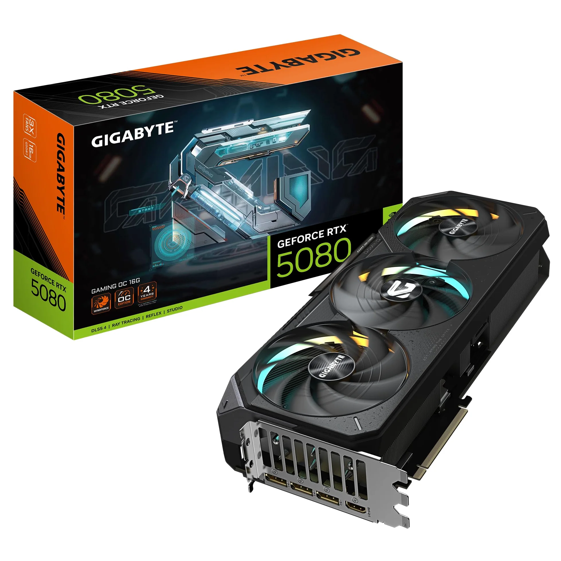 Gigabyte GeForce RTX 5080 Gaming OC 16G Grafikkarte - 16GB GDDR7, 256 Bit, PCI-E 5.0, 2730MHz Core Clock, 3 x DisplayPort, 1 x HDMI, GV-N5080GAMING OC-16GD
