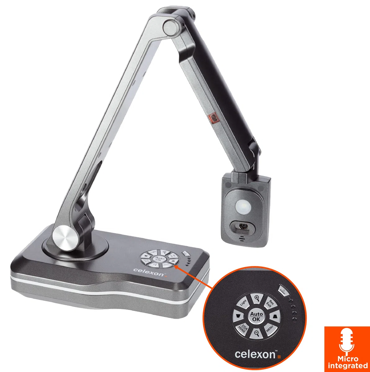 celexon Dokumentenkamera DK500 | Plug&Play in Full HD mit 5MP, 10x Zoom, OCR-Texterkennung | interaktive Präsentationen mit Mac OS & Windows per HDMI/USB/VGA | ideal für Schule, Büro & Videocalls