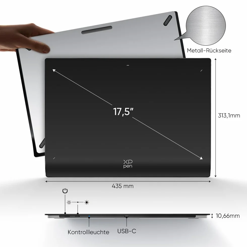 XPPen Grafiktablett, Deco Pro LW Gen 2 Bluetooth 5.0 Grafiktablett, 16K (16384) Druckstufe Stift mit Shortcut-Tastatur, Kompatibel mit Windows Chrome OS macOS Linux
