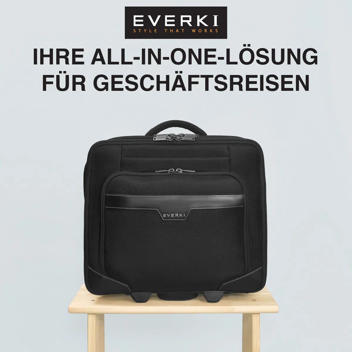 Everki Journey Laptop-Trolley 24 L für 16 Zoll – Business-Aktentasche mit Rollen, reisefreundliche Handgepäck-Laptoptasche und leichte Bürotasche – schwarz (EKB440)