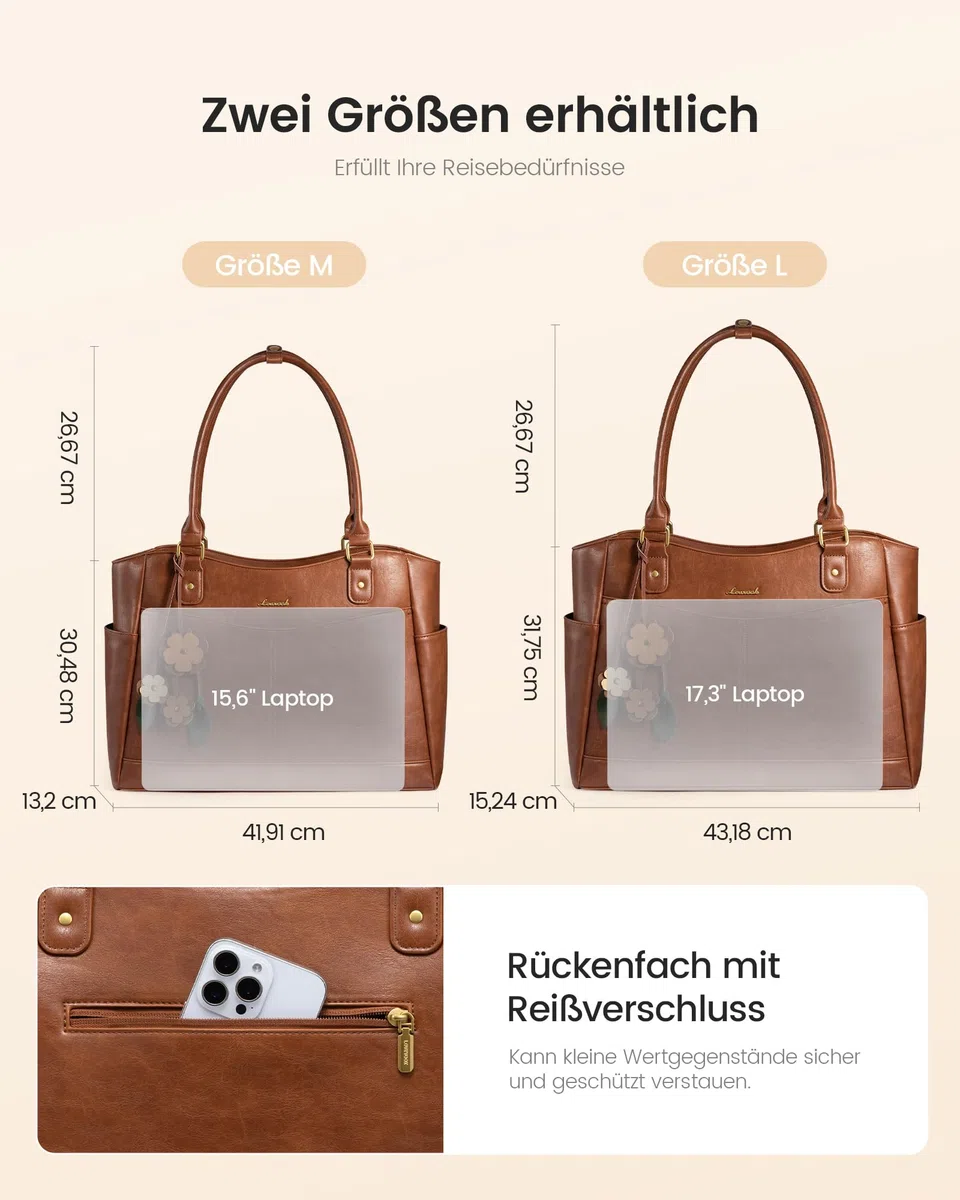 LOVEVOOK Laptoptasche Damen 15,6 Zoll, Arbeitstasche Shopper Tasche Handtasche Groß, Elegant Lehrertasche Tote Bag PU Leder Schultasche Laptop Taschen mit Blumen Anhänger für Business Uni Schule