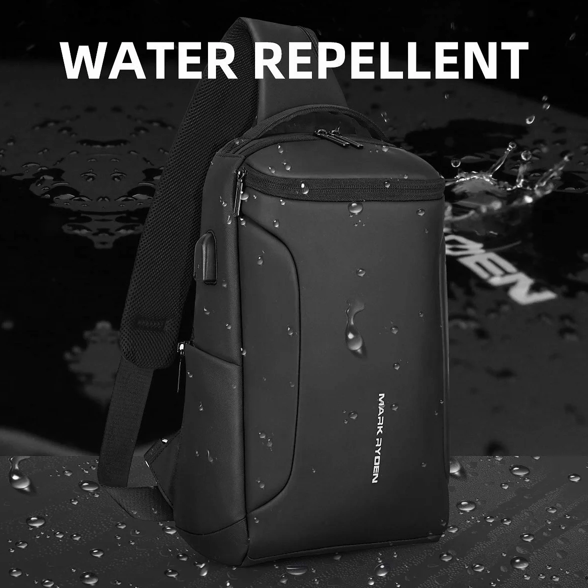 Muzee Umhängetasche，wasserdichter Crossbody Rucksack ，Diebstahlsicherung Rucksack mit mehreren Taschen，lässiger Herrenrucksack (für 10,5-Zoll-iPad)