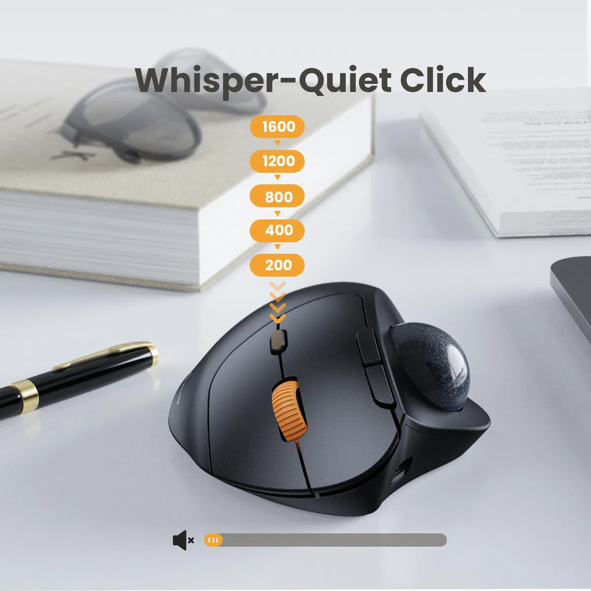 ProtoArc EM04 Kabellose Trackball Maus Bluetooth, 2.4GHz wiederaufladbare ergonomische Maus, 5 DPI einstellbar, Daumensteuerung, Multi-Geräte, für PC, iPad, Mac, Windows
