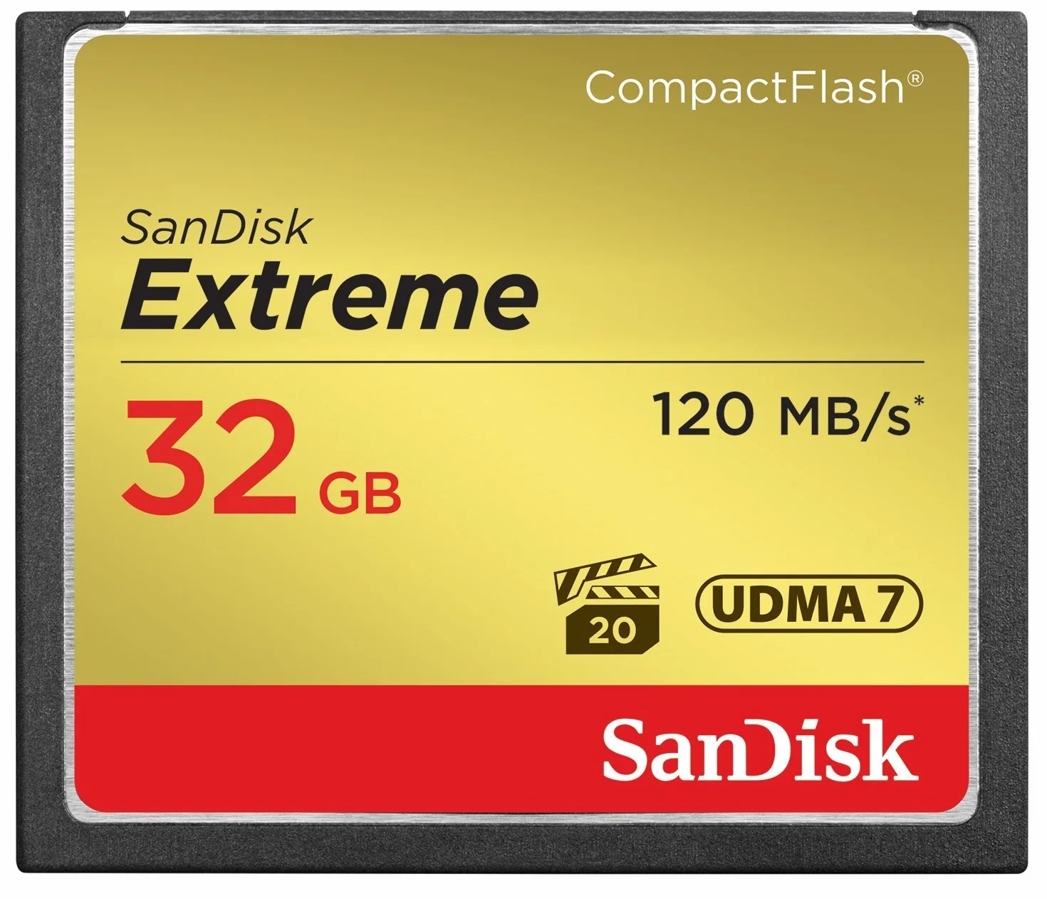 SanDisk Extreme UDMA7 CompactFlash-Karte, 32 GB, Schwarz/goldfarben