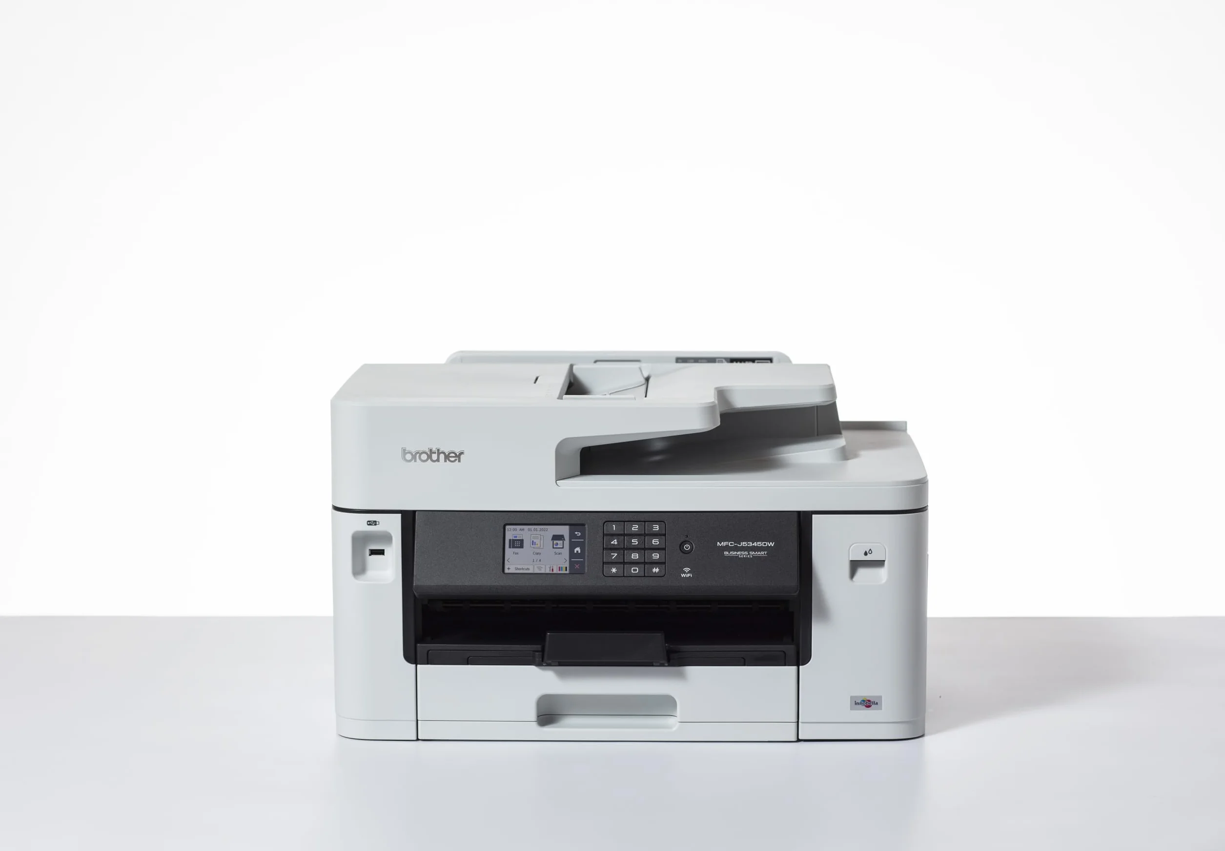 Brother MFC-J5345DW 4-in-1 Farbtintenstrahl-Multifunktionsgerät (250 Blatt Papierkassette, Drucker, Scanner, Kopierer, Fax), Weiß, Mittel