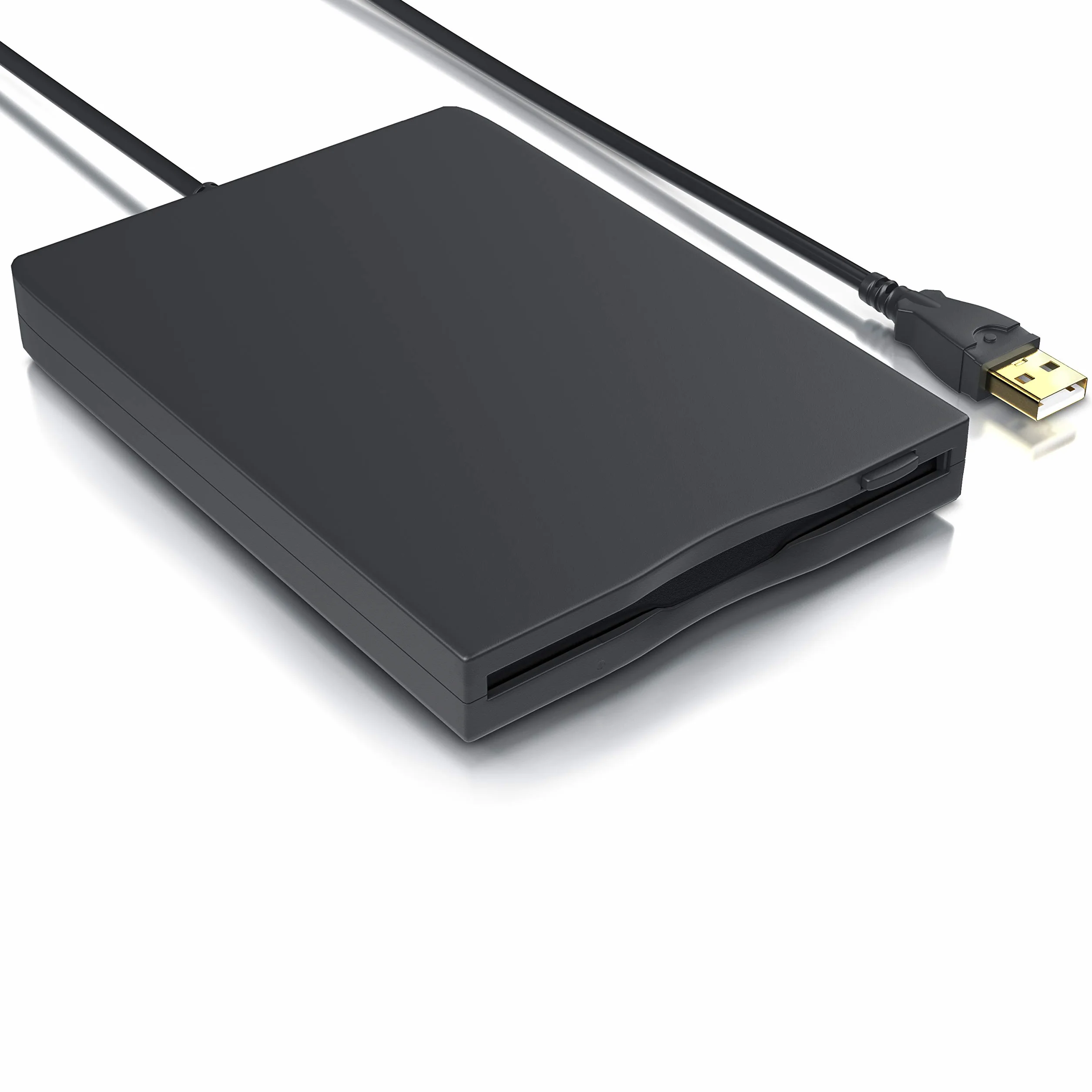 CSL - Externes USB Diskettenlaufwerk FDD 1,44MB 3,5 Zoll - PC - Slimline Floppy Disk Drive Extern - Portable - Plug and Play - schwarz - Windows 11 fähig