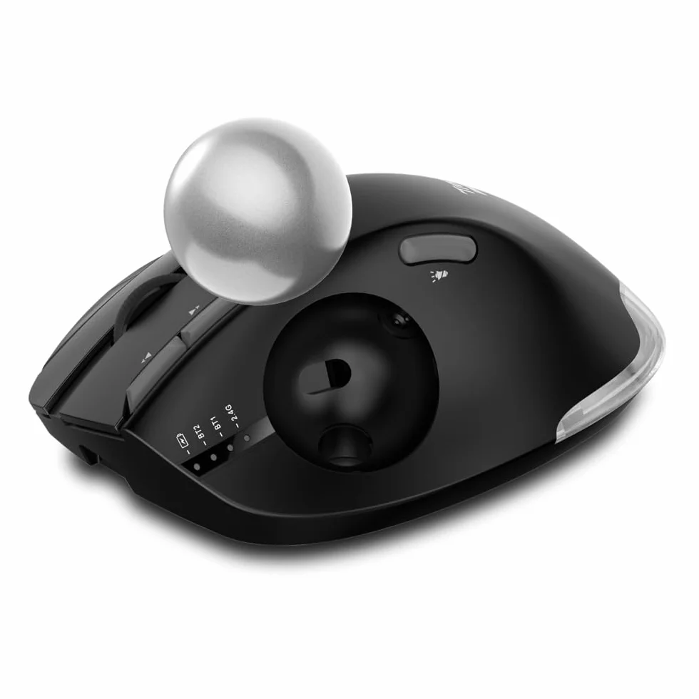 zelotes Trackball Maus Kabellos,Kabellose Bluetooth Maus,4800DPI,BT 5.0/3.0 + 2.4G,Daumenbedienung,Wiederaufladbar Ergonomische Funkmaus mit USB-Empfänger für Laptop,PC,Tablets,Schwarz
