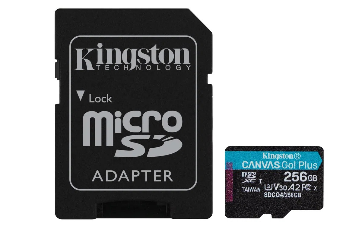Kingston Canvas Go Plus microSDXC Speicherkarte Gen4 200MB/s A2 U3 V30 256GB Karte + Adapter-SDCG4/256GB