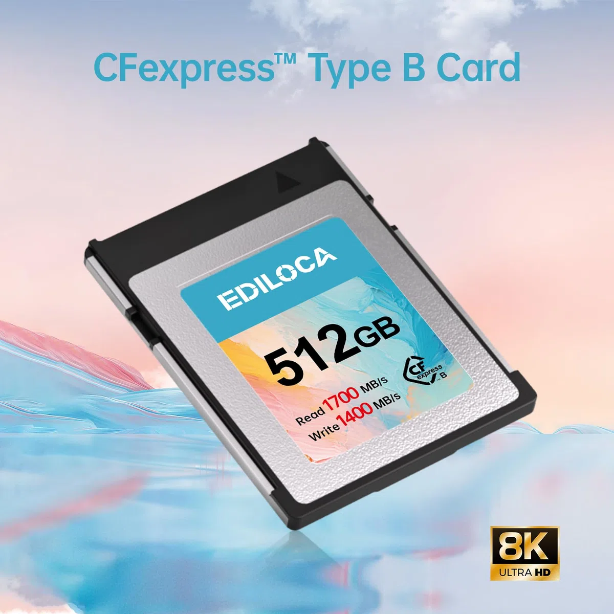 Ediloca EF5 512GB CFexpress Typ B Speicherkarte (1700MB/s Lesen, 1400MB/s Schreiben), 8K RAW CF Karte kompatibel mit DSLR/XQD Kamera, Speicherkarte für professionelle Fotografen, Videofilmer