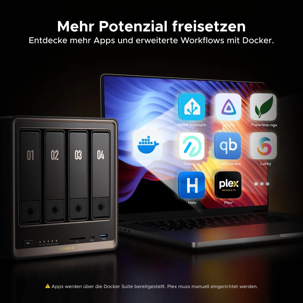 UGREEN NASync DXP4800 GT 4-Bay Desktop-NAS-Bundle mit USV