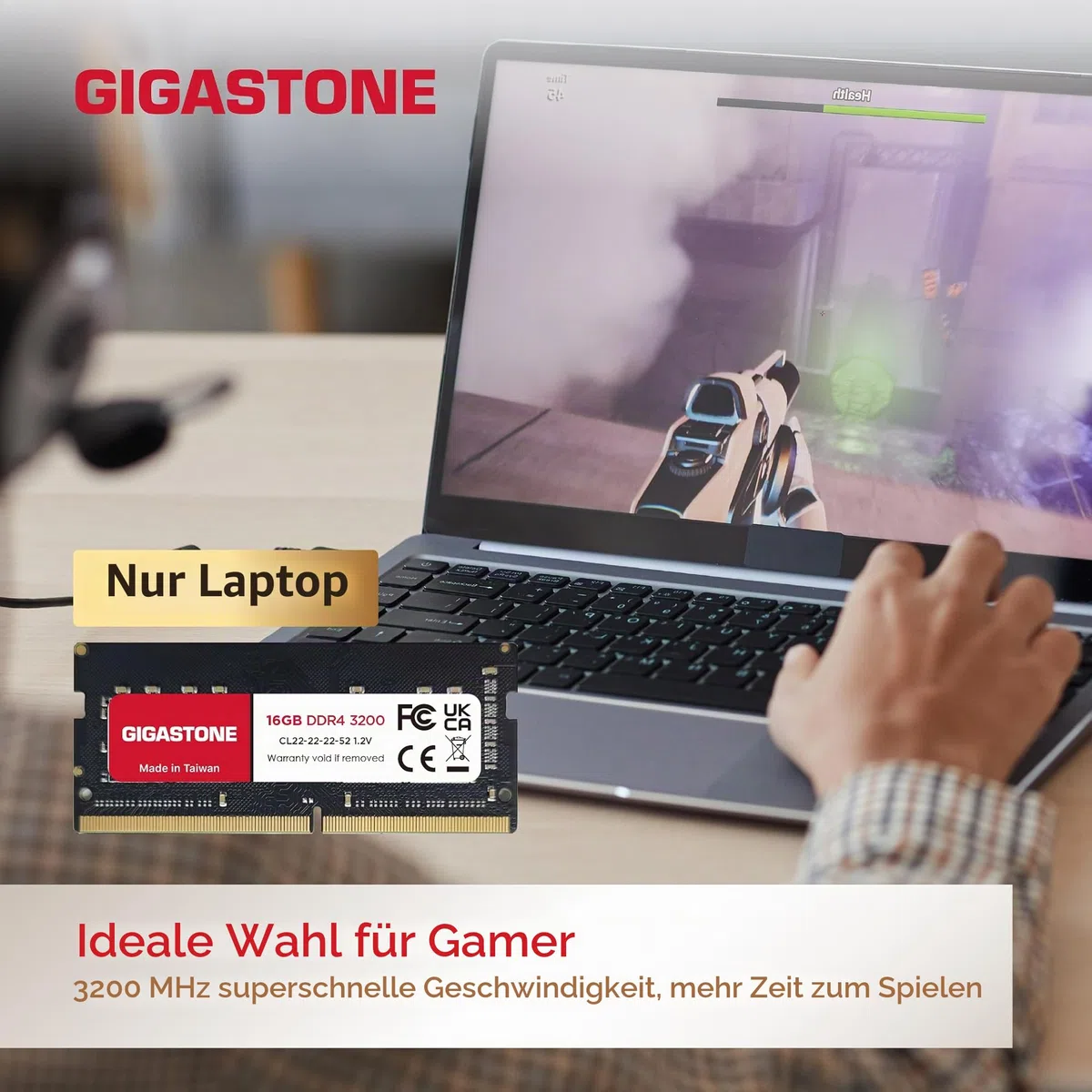 【DDR4 RAM Nur für Laptops】 GIGASTONE 32GB Kit (2x16GB) DDR4 3200MHz (2933/2666MHz) PC4-25600 CL22 1,2V SODIMM 260Pin Nicht-ECC ungepuffert Notebook Speicher-Upgrade