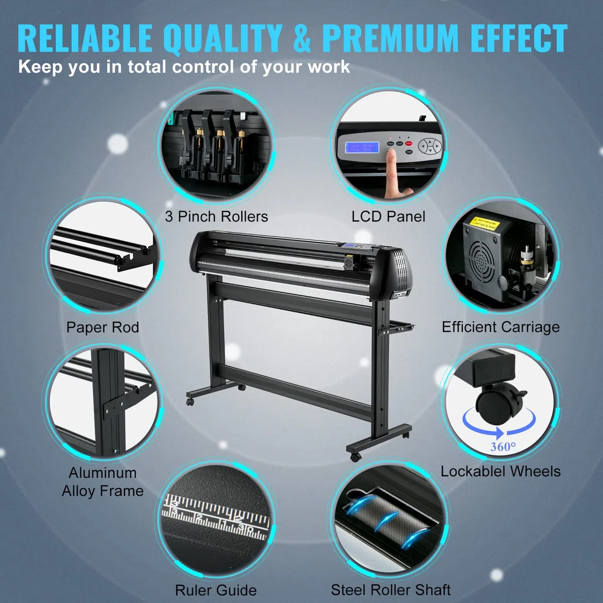 VEVOR Schneidegerät 135 cml Vinyl Cutter Halbautomatische DIY Vinyl Drucker Schneidemaschine Manuelle Positionierung Zeichen schneiden mit Bodenständer Signmaster Software