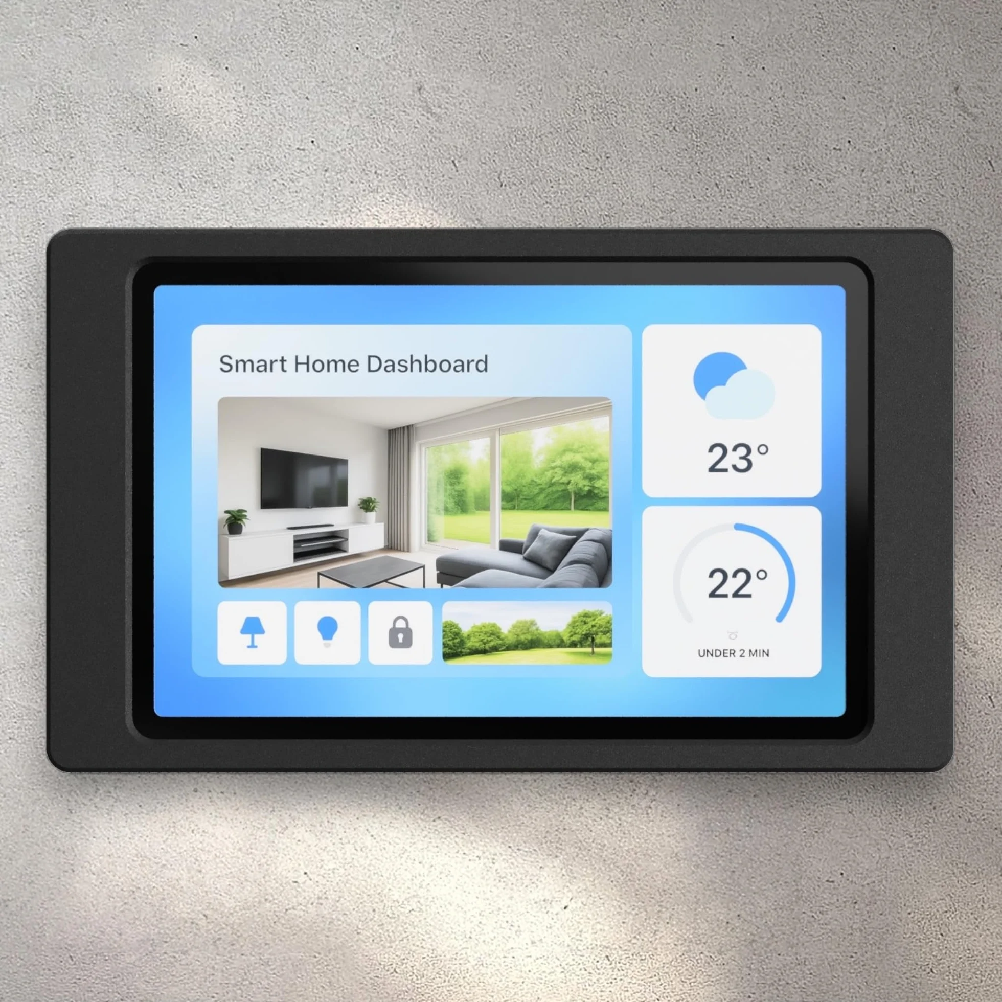 Tablet Wandhalterung für Samsung Galaxy Tab A9+ / A11 Plus (11 Zoll) - Passgenauer & Flacher Rahmen für Smart Home Display & Dashboard - Feste Montage mit Kabelführung - Schwarz