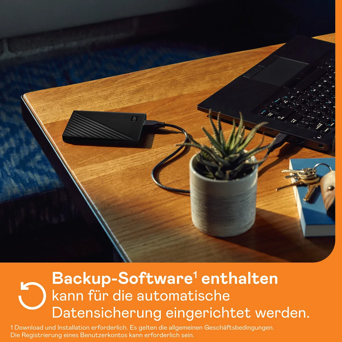 WD My Passport externe Festplatte 2 TB (mobiler Speicher, schlankes Design, herunterladbare Software, automatische Backups, Passwortschutz) Schwarz - auch kompatibel mit PC, Xbox und PS4