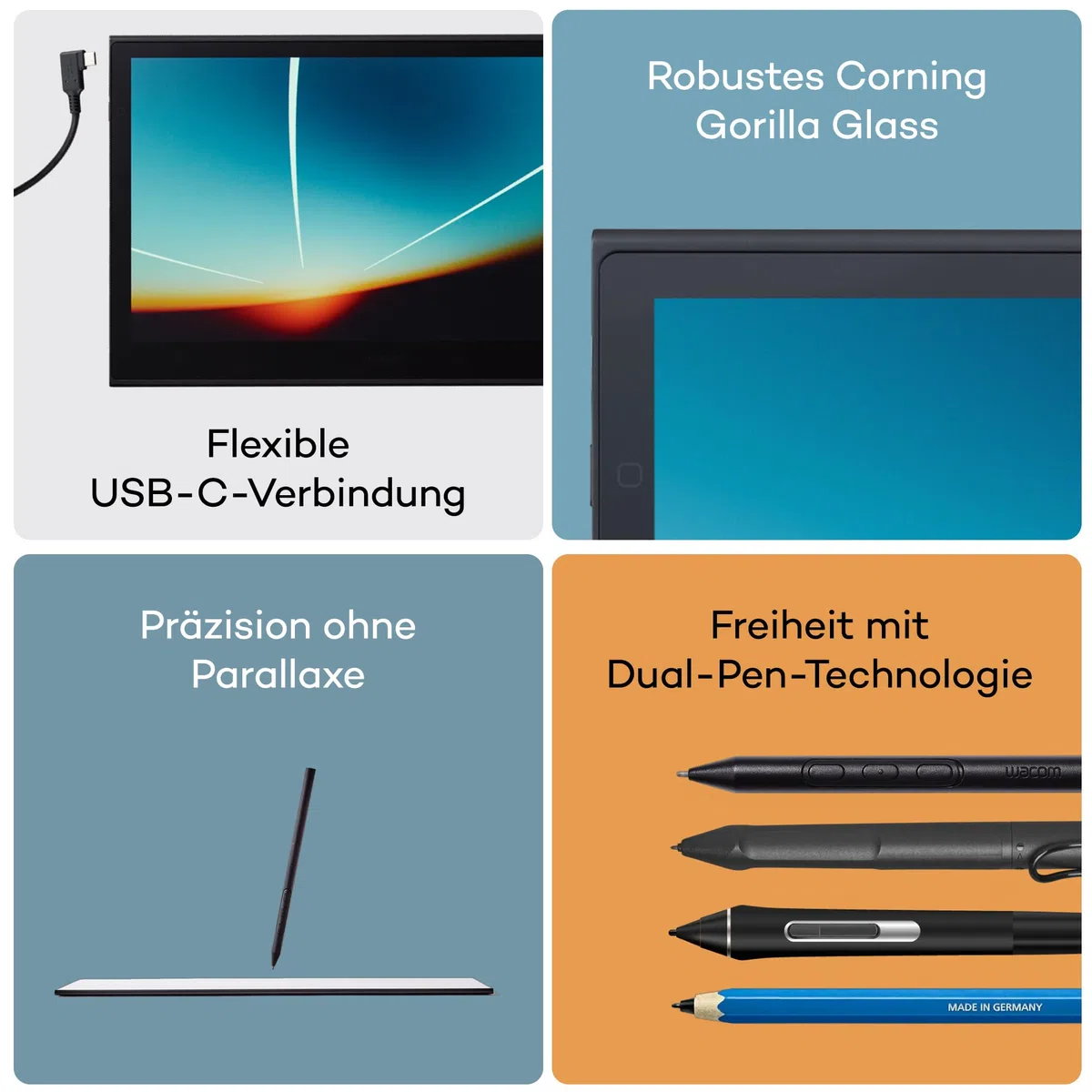 Wacom Movink 13 OLED Pen Display, ultraschlankes 4 mm Grafiktablett mit Display, Pro Pen 3 mit 8192 Druckstufen, 100 % DCI-P3 Farbraum, USB-C Ein-Kabel-Verbindung für Mac, Windows, Android & ChromeOS