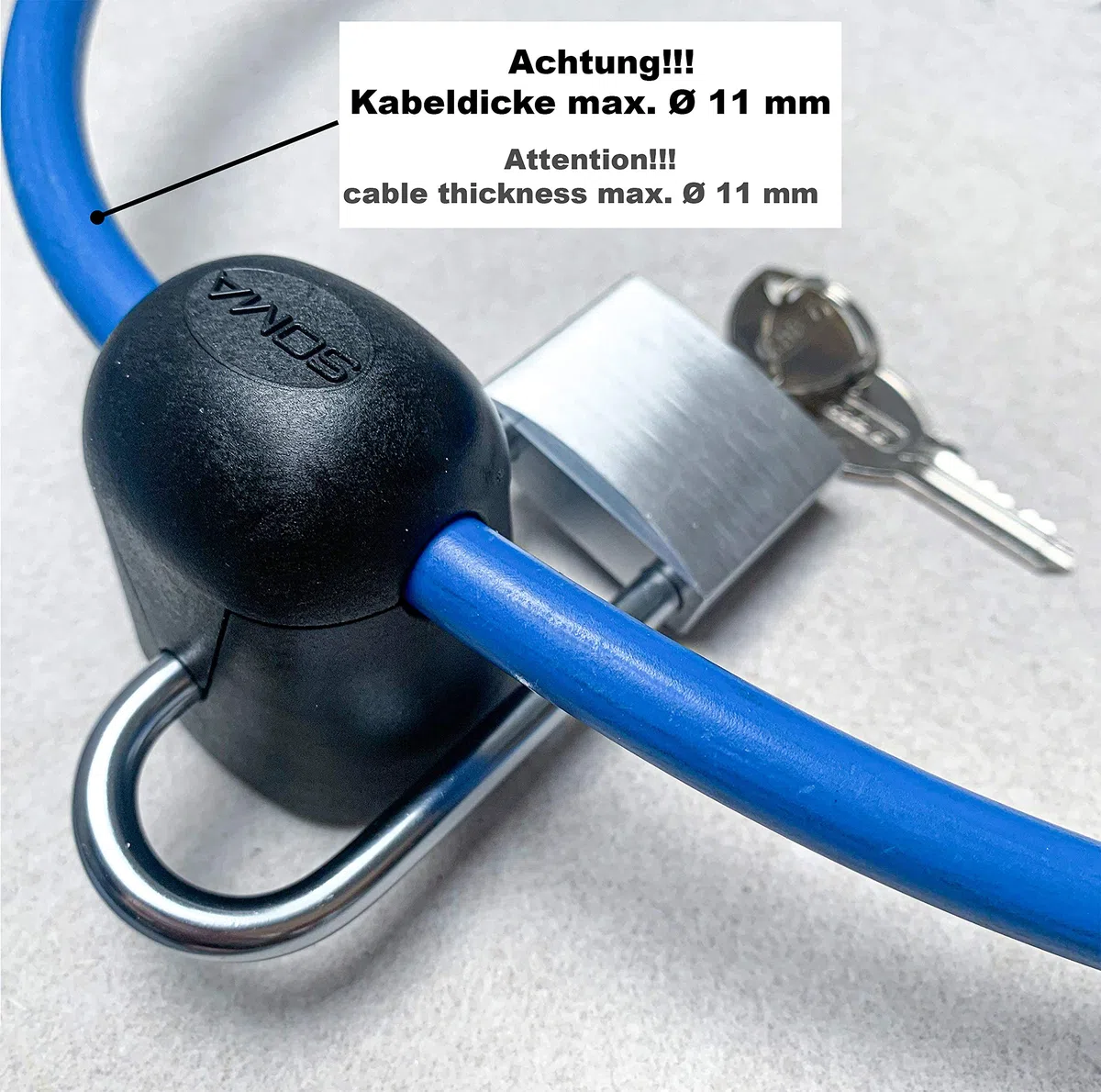 Diebstahlschutz für Ladekabel bis AD 11 mm Schutz vor unbefugter Nutzung!
