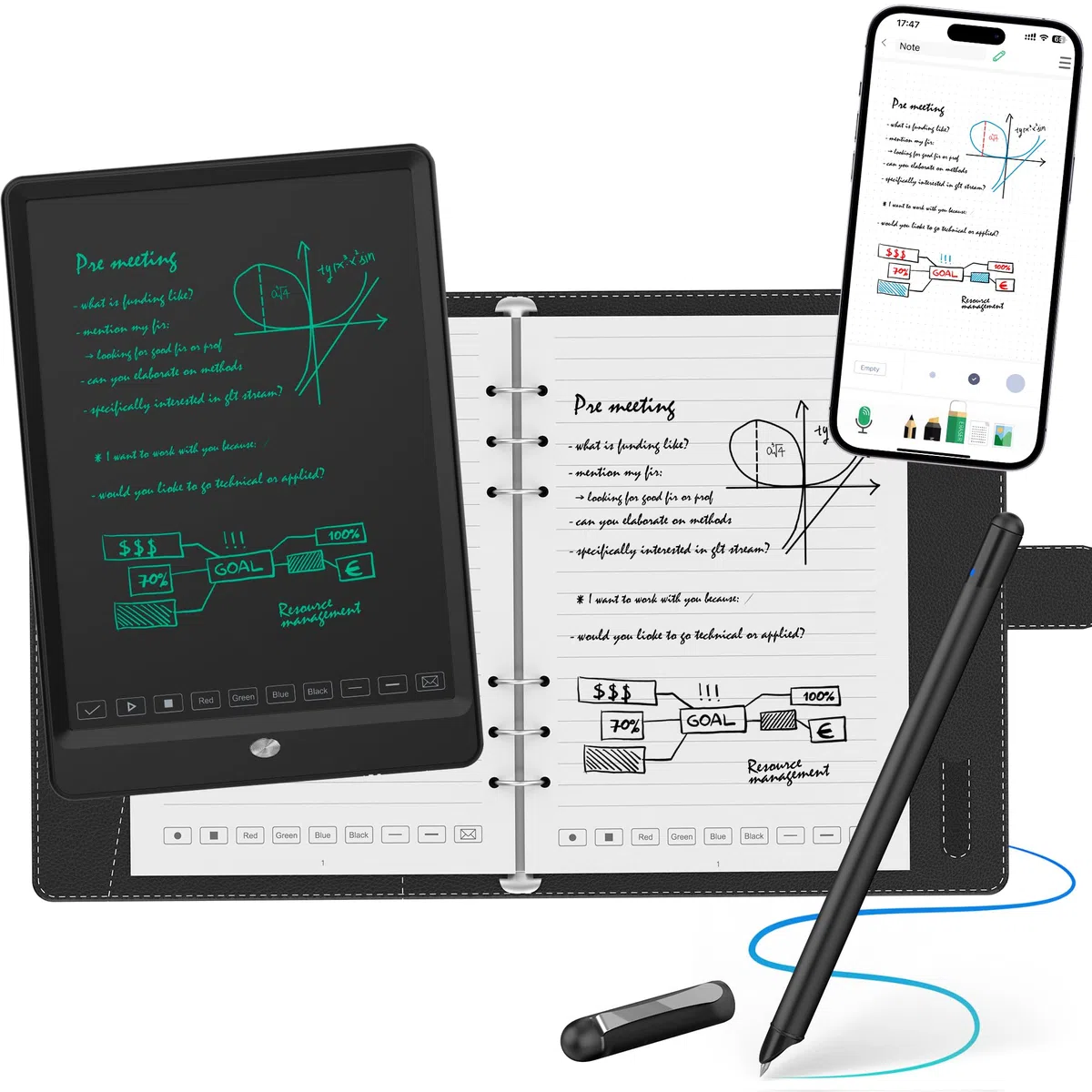 NEWYES Syncpen 3 Set, Smart Pen mit Tablet und Digitales Notizbuch &6 Refills, Echtzeit-Synchronisation& Smart Texterkennung für Student,Lehrer, Meetings, Vorlesungen oder Kreatives Arbeiten