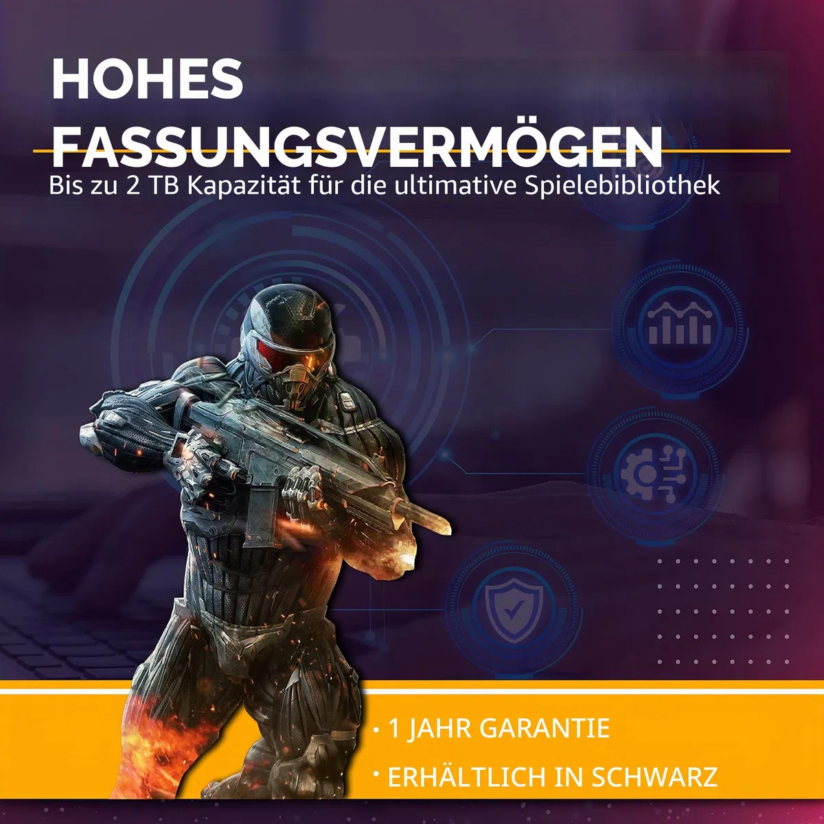 Storite SUHSAI Externe Gaming-Festplatte, tragbares USB 3.0-Laufwerk, 2,5-Zoll-Hochgeschwindigkeitsfestplatte, Backup-Laufwerk, kompatibel mit Laptop, PC, Mac, Spielekonsole (1 TB)
