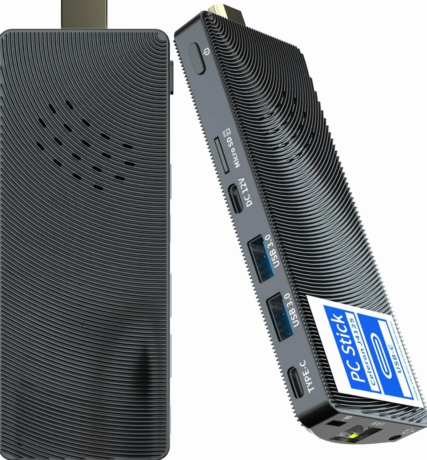 Mini PC Stick Win 11 Pro, Fanless Mini Computer, Celeron J4125 8GB 256GB eMMC 2.7 GHz, USB-C, USB3.0 X 2, RJ45 Gigabit Ethernet 4K 60Hz, WiFi BT 5.2 HDMI 2.0 für Geschäft Zuhause Büro