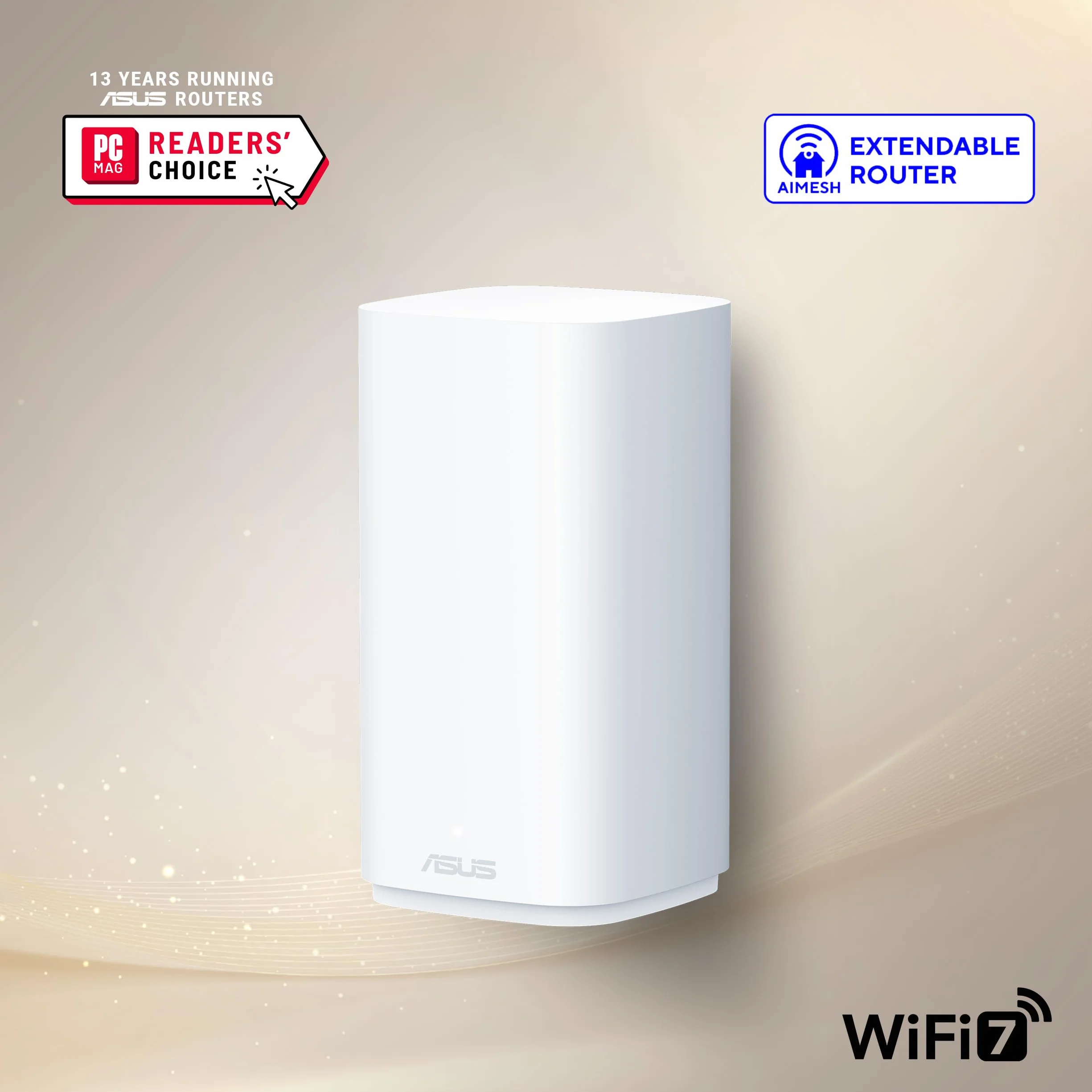 ASUS ZenWiFi BD4 BE3600 Outdoor Dualband WiFi 7 AiMesh erweiterbarer Router 1er Pack (3600 Mbit/s, bis zu 235m² Abdeckung, Dual 2.5G Ports, IP65 Wetterschutz, 3 SSIDs IOT Geräte, Kindersicherung) weiß