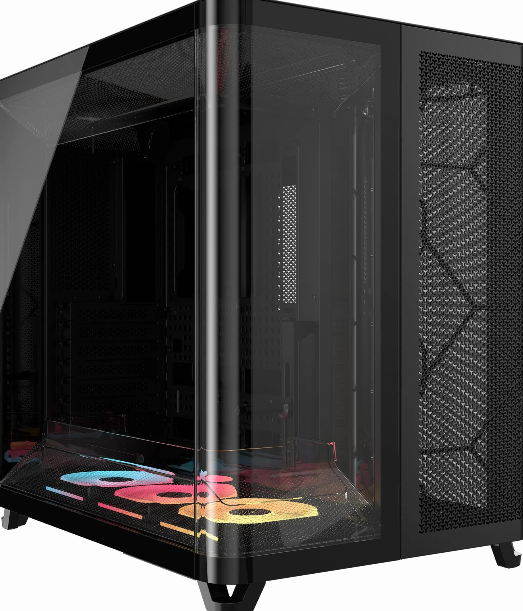 CORSAIR AIR 5400 LX-R RGB iCUE LINK Mid-Tower PC-Gehäuse – Schwarz | Dreifach-Kammer, 3x Vorinstallierte Reverse-Rotor LX-R RGB-Lüfter, Reverse Motherboard-Unterstützung