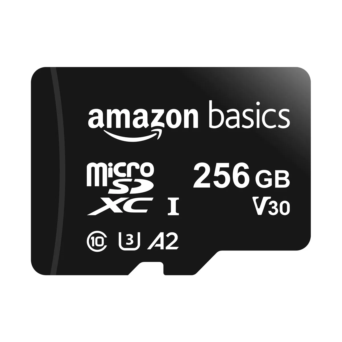 Amazon Basics microSDXC-Speicherkarte 256 GB A2 U3 mit Adapter, Lesegeschwindigkeit bis 100 MB/s, Schwarz