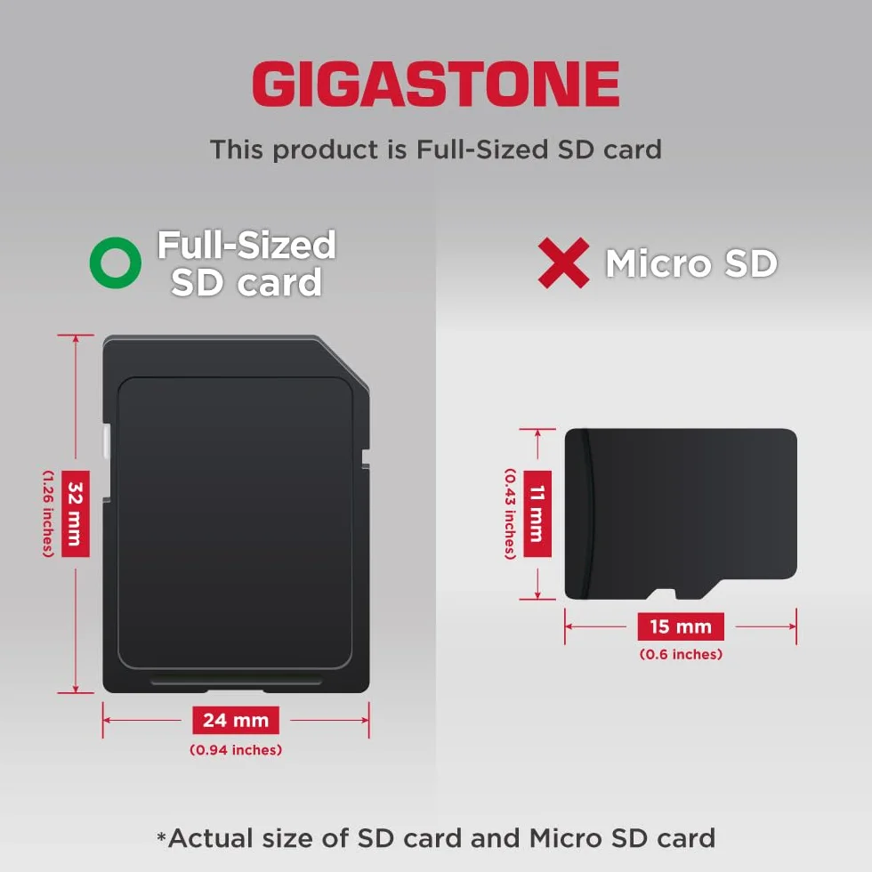GIGASTONE 32 GB SD-Karte, Kamera Plus, UHS-I U1 Klasse 10, SDHC-Speicherkarte, Full HD-Video für Digitalkamera, mit 2 Mini-Etuis, 2 Stück
