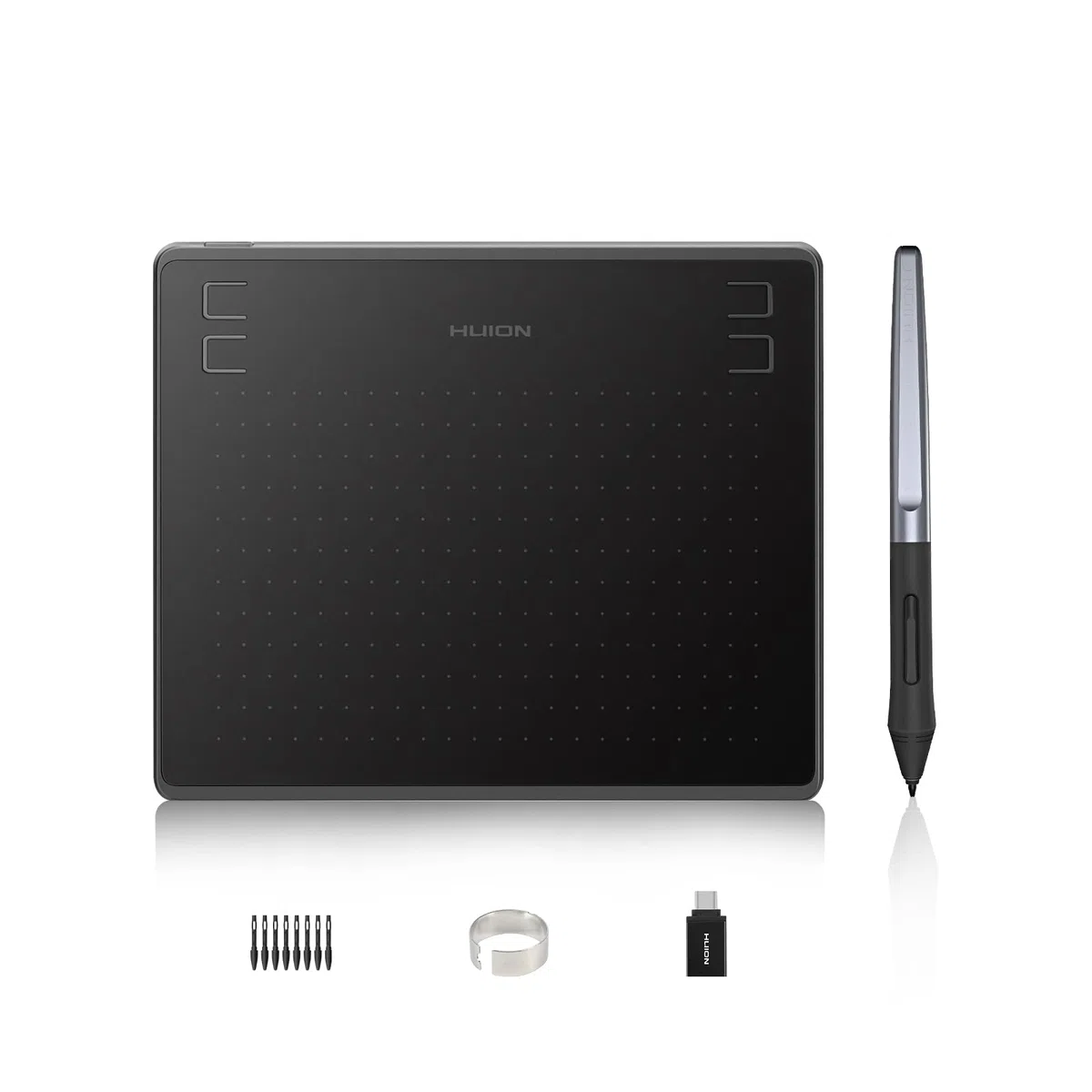 HUION HS64 Grafiktablett, 4 Express-Tasten, 8192 Druckempfindlicher Stift, 6,3 x 4 Zoll Zeichentablett für Win, Mac, Android, Ideal für Digitale Kunst, Malerei und Design