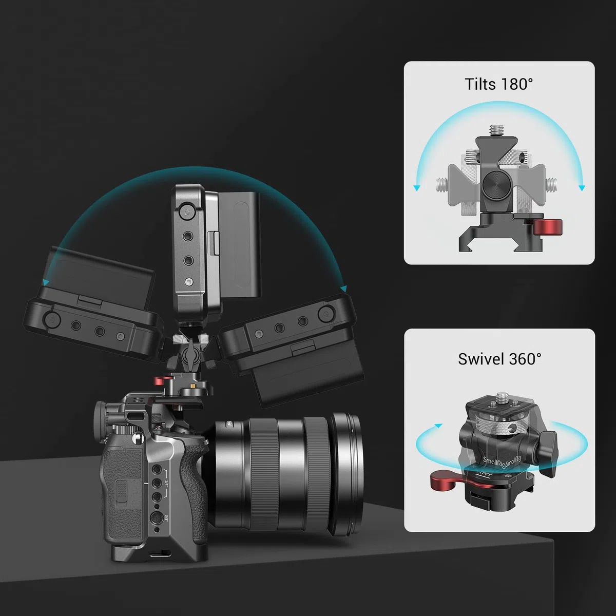(Aktualisierte Version) SMALLRIG Monitorhalterung mit NATO Klemme, Kamera Monitorhalterung für 5" und 7" Monitor, Schwenkbar und Neigbar - 2906B