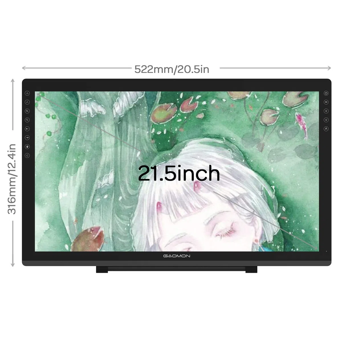 GAOMON PD2200 Grafiktablett mit Display 22 Zoll 92% NTSC Full HD Monitor und mit Standfuß, batterielosem Stift mit Neigungserkennung, kompatibel mit Windows & Mac