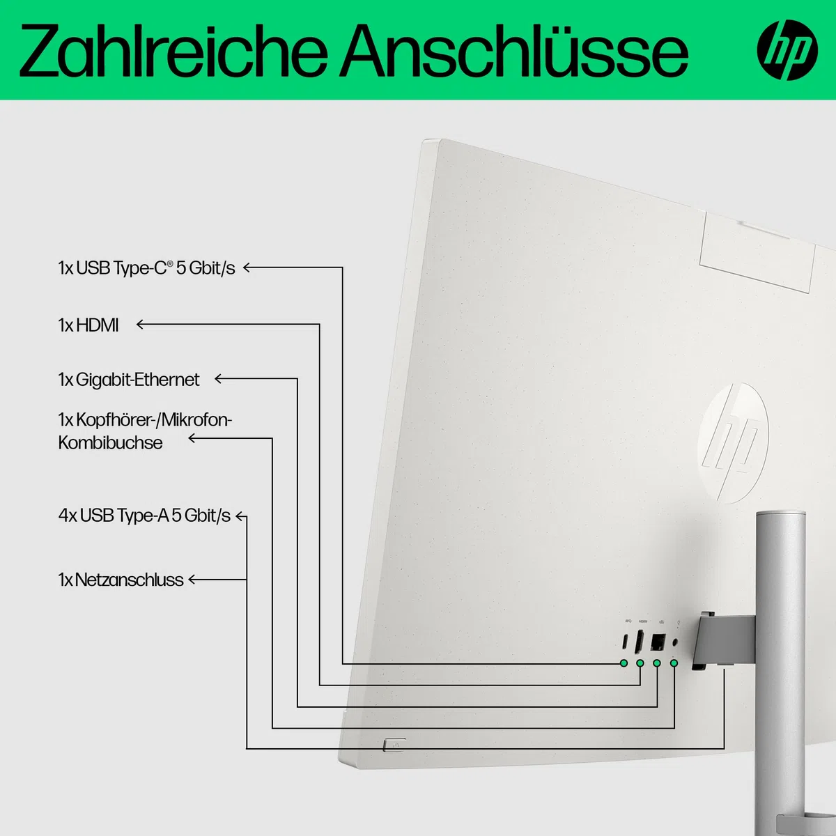 HP All-in-One PC | 23,8" FHD-Display | Intel Core i5-1335U | 16 GB DDR4 RAM | 512 GB SSD | Intel Iris Xe-Grafikkarte | Windows 11 Home | Weiß