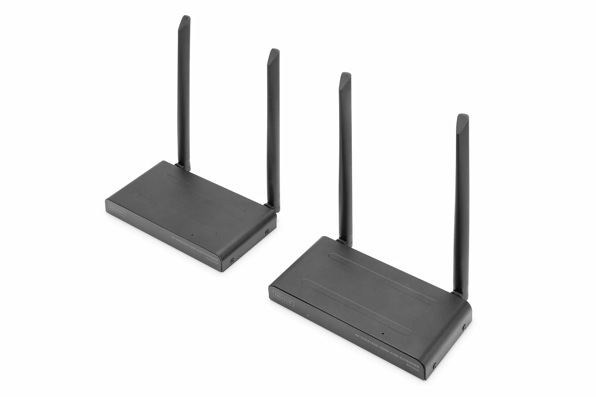 DIGITUS DS-55328 Wireless HDMI KVM Extender Splitter (1x4) – UHD 4K 30 Hz – 150 m Reichweite – Set aus Transmitter und Receiver – Loop-Out, IR Infrarot – HDMI 2.0 und HDCP 2.2