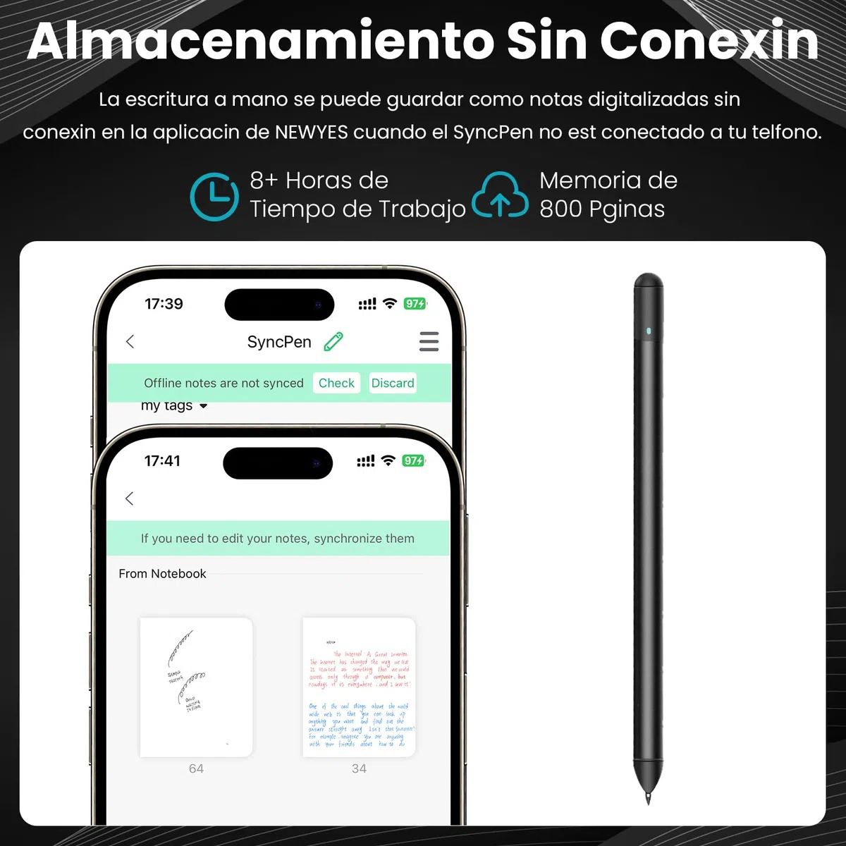 NEWYES Syncpen 3 Set, Smart Pen mit Tablet und Digitales Notizbuch &6 Refills, Echtzeit-Synchronisation& Smart Texterkennung für Student,Lehrer, Meetings, Vorlesungen oder Kreatives Arbeiten