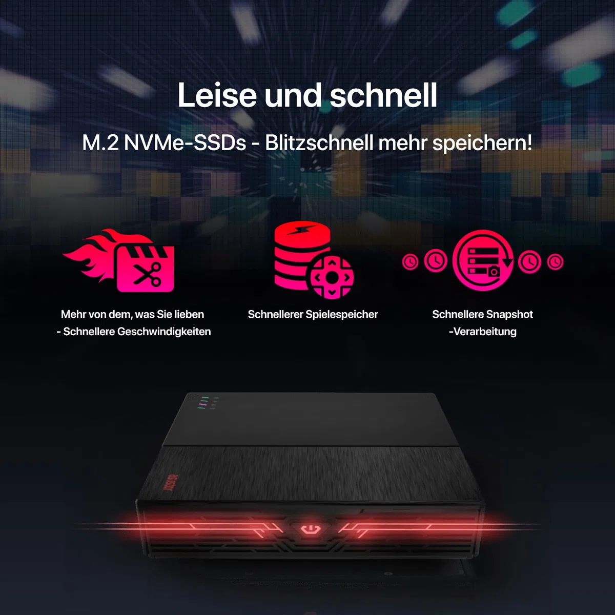 Asustor Flashstor 12 Pro FS6712X - 12 Bay Reine M.2-SSD-NAS Netzwerkspeicher Gehäuse, Quad-Core 2.0GHz, 12 M.2 SSD Slots, 10GbE Port, 4GB RAM DDR4 (Diskless)