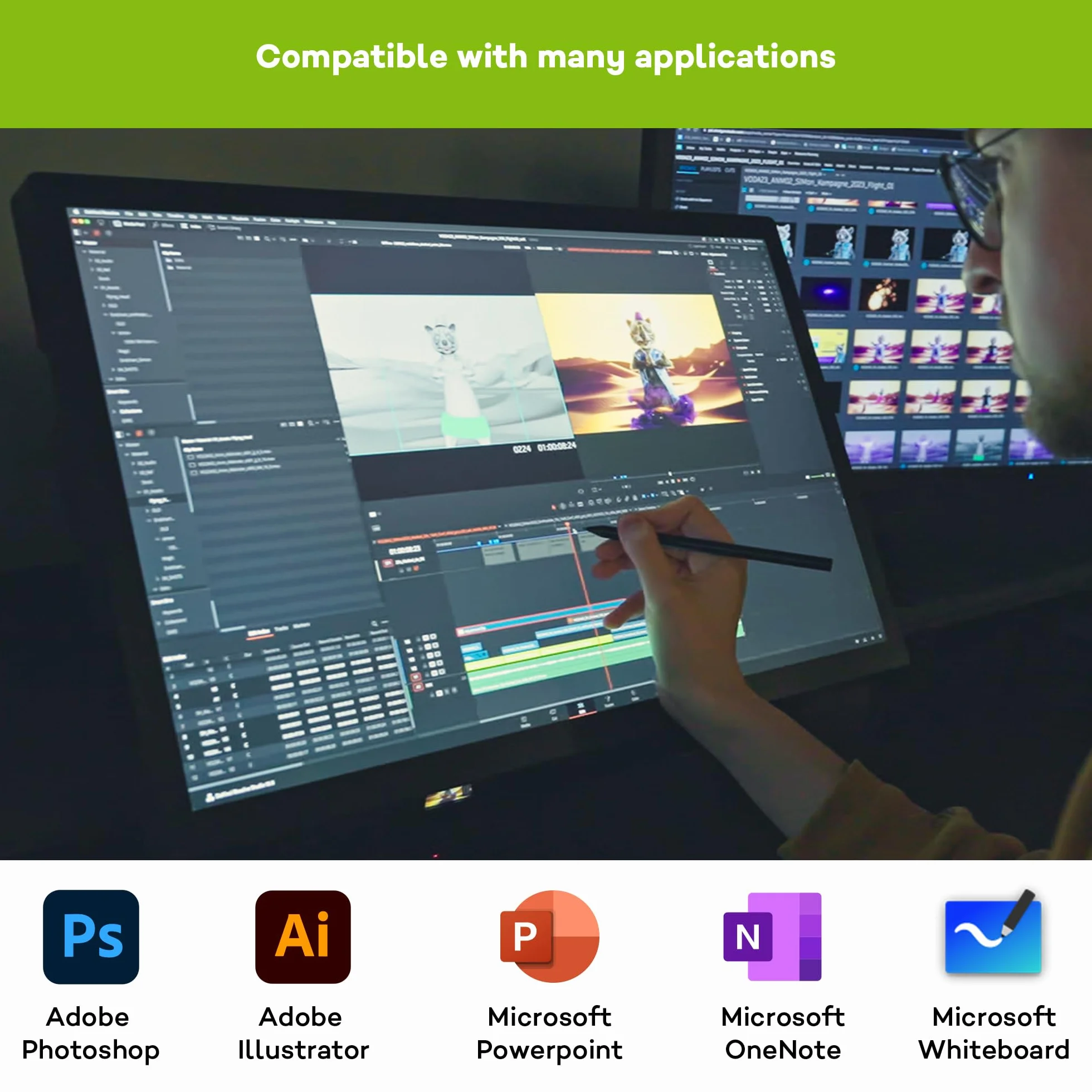 Wacom Cintiq Pro 27 Grafiktablett ohne Standfuß (4k-Auflösung, 26,9-Zoll-Display, HDR-Gamma, Pantone Validated, 99 % Adobe RGB, Neuer, drucksensitiver Pro Pen 3, Multi-Touch) Black