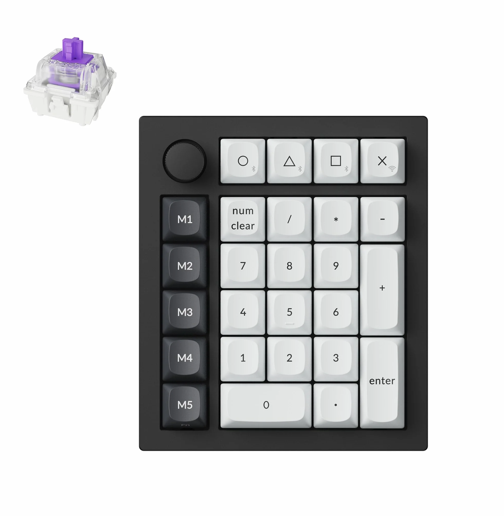 Keychron Q0 HE Kabelloser Magnetisches Numpad, 2,4 GHz/Bluetooth 5.1, Schnelltrigger, RGB, programmierbarer mit QMK, Hot-Swap-fähig, CNC-gefrästes Aluminium-Numpad für Mac, Windows und Linux – Schwarz