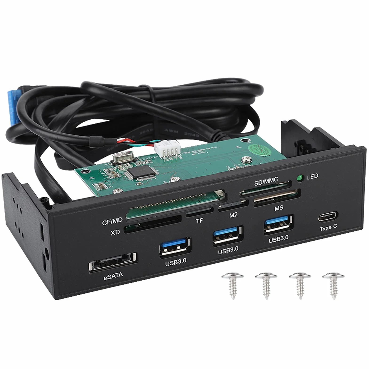 KIMISS 5,25 Zoll Multifunktionales Internes Kartenleser-Dashboard, PC-Frontplatte mit Hochgeschwindigkeits-USB 3.0-Schnittstelle.
