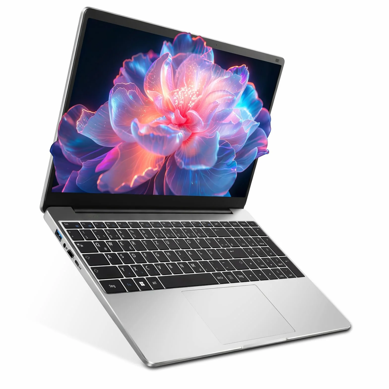 Laptop 15.6 Zoll Windows 11 Notebook mit Deutscher Tastatur 5205U Prozessor 4GB RAM 128GB ROM