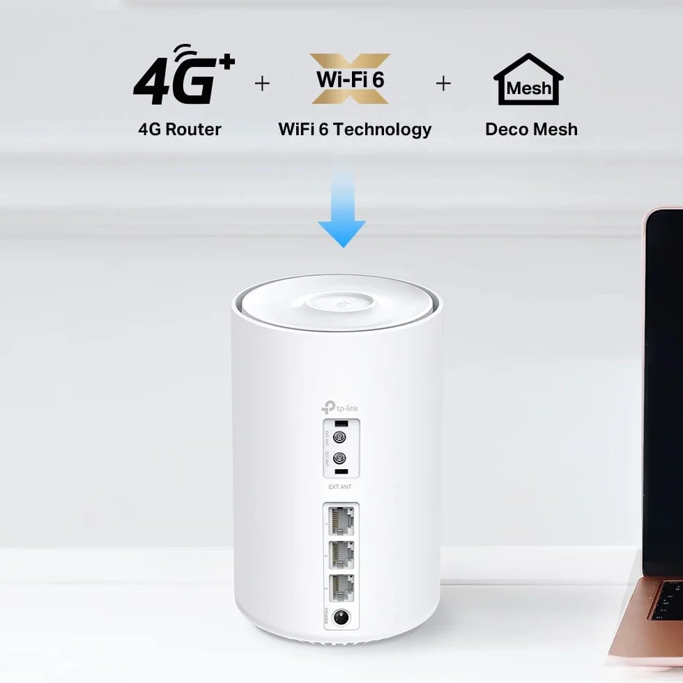 TP-Link Deco X1500-4G LTE WLAN Router, 4G+ Router SIM-Karte, 3 x Gigabit-Ports, Wi-Fi 6 AX1500, Unterstützt Externe Antenne und Deco Mesh, Nur APP verwaltet, Keine Webverwaltungsseite