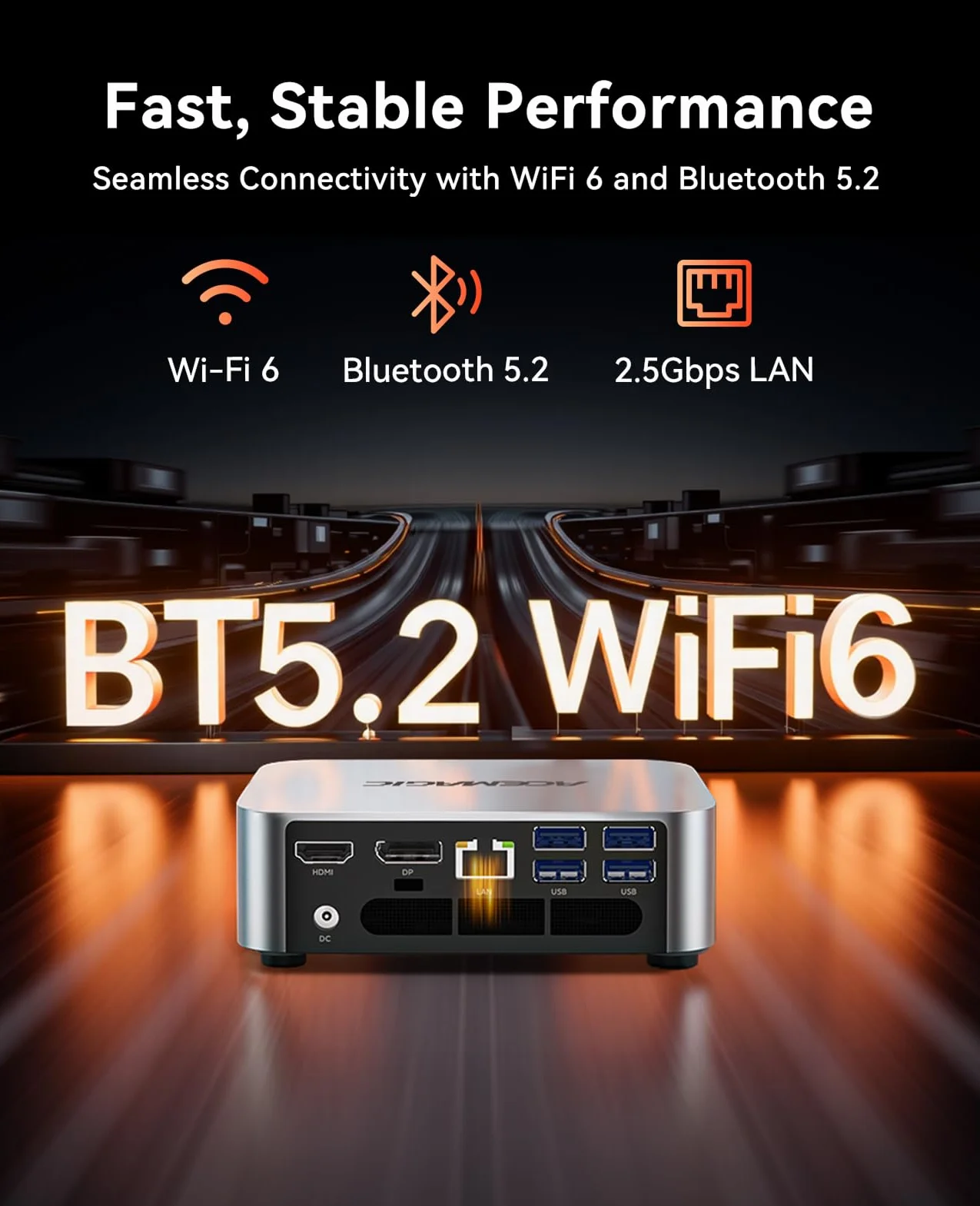 ACEMAGIC M1 Mini PC, AMD Ryzen 7 7735HS (8C/16T, bis zu 4.75GHz),16GB LPDDR5 (5500MT/s) 512GB MVME SSD Windows 11 Pro Mini PC mit AMD Radeon | 4K Triple Display |Type-C | WiFi6 | BT5.2
