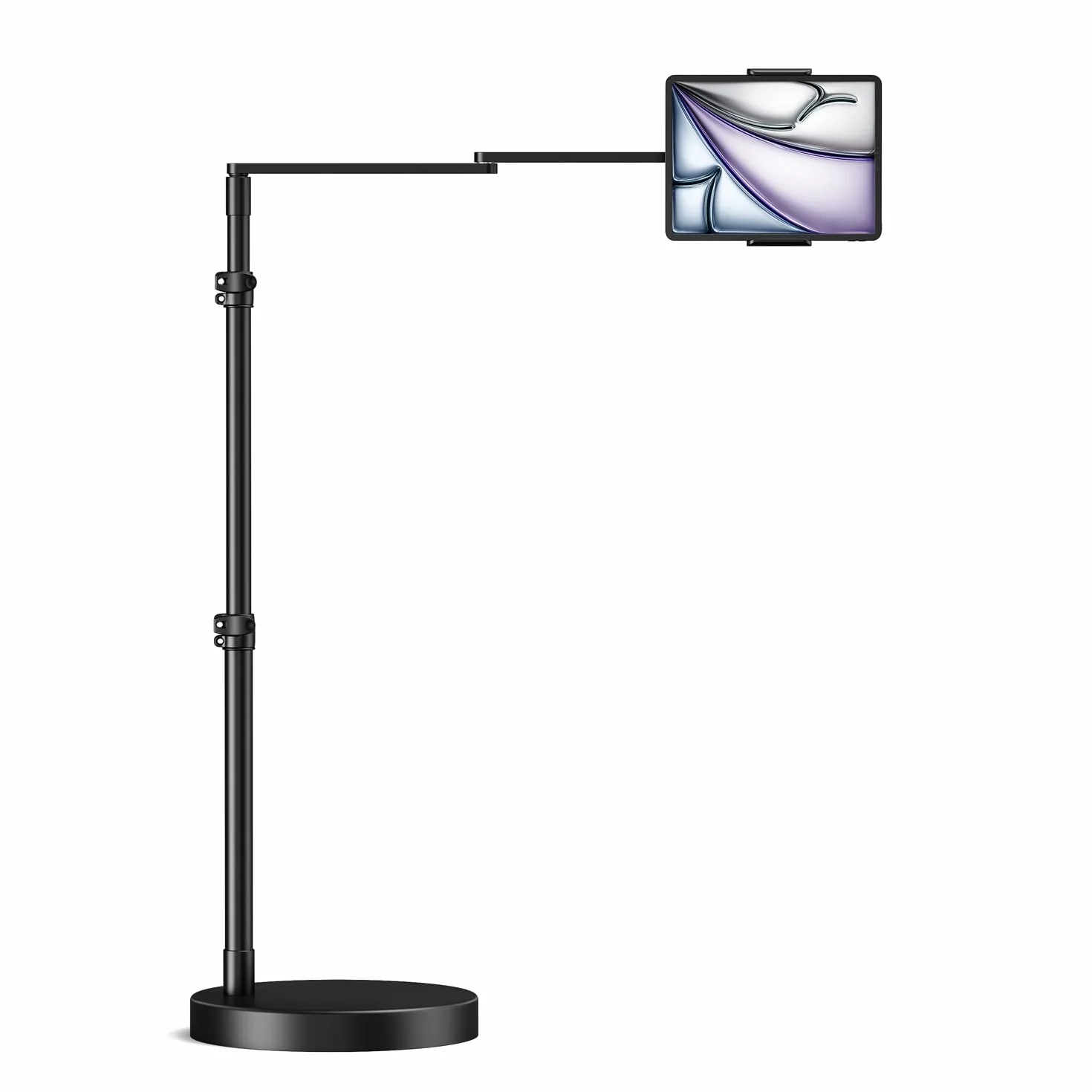 elitehood Verstellbarer iPad Bodenständer mit Schwerlast-Standfuß, 61 cm Horizontaler Langer Arm Tablet Ständer Halterung für Bett & Sofa – Kompatibel mit iPad mini/Air/Pro 12.9" und 4.7-13" Geräten