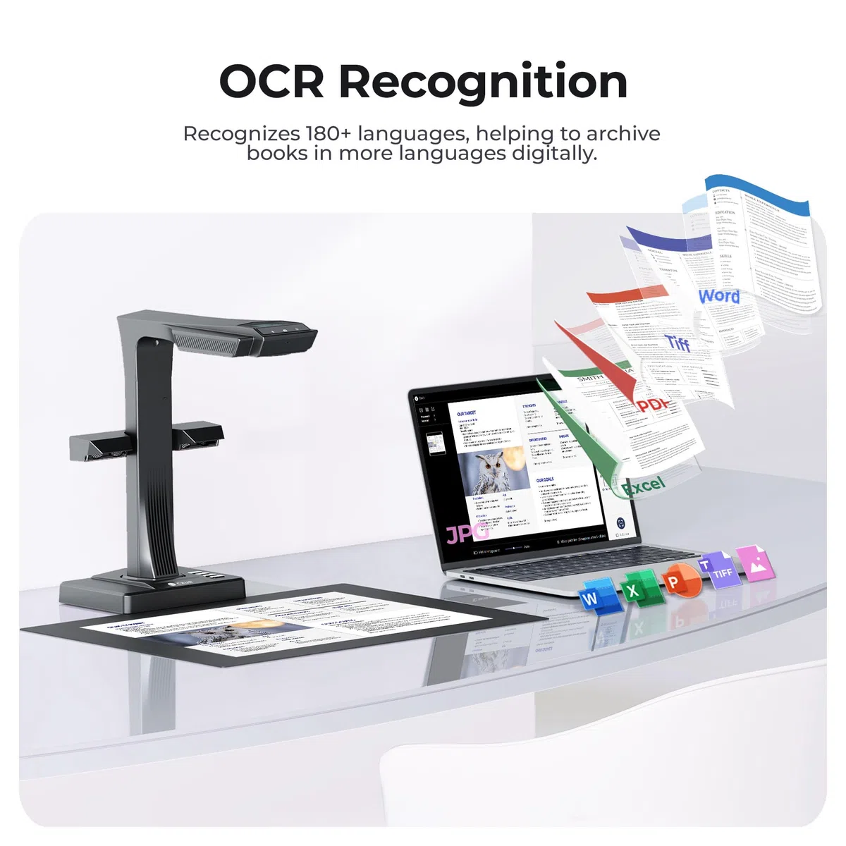 CZUR ET24 Pro A3 Buchscanner 24MP Scanner mit HDMI, A3 Scanner mit Laser Verflachungstechnologie, OCR 180+Sprache, Dokumentenscanner Visualizer für Windows, macOS und Linux
