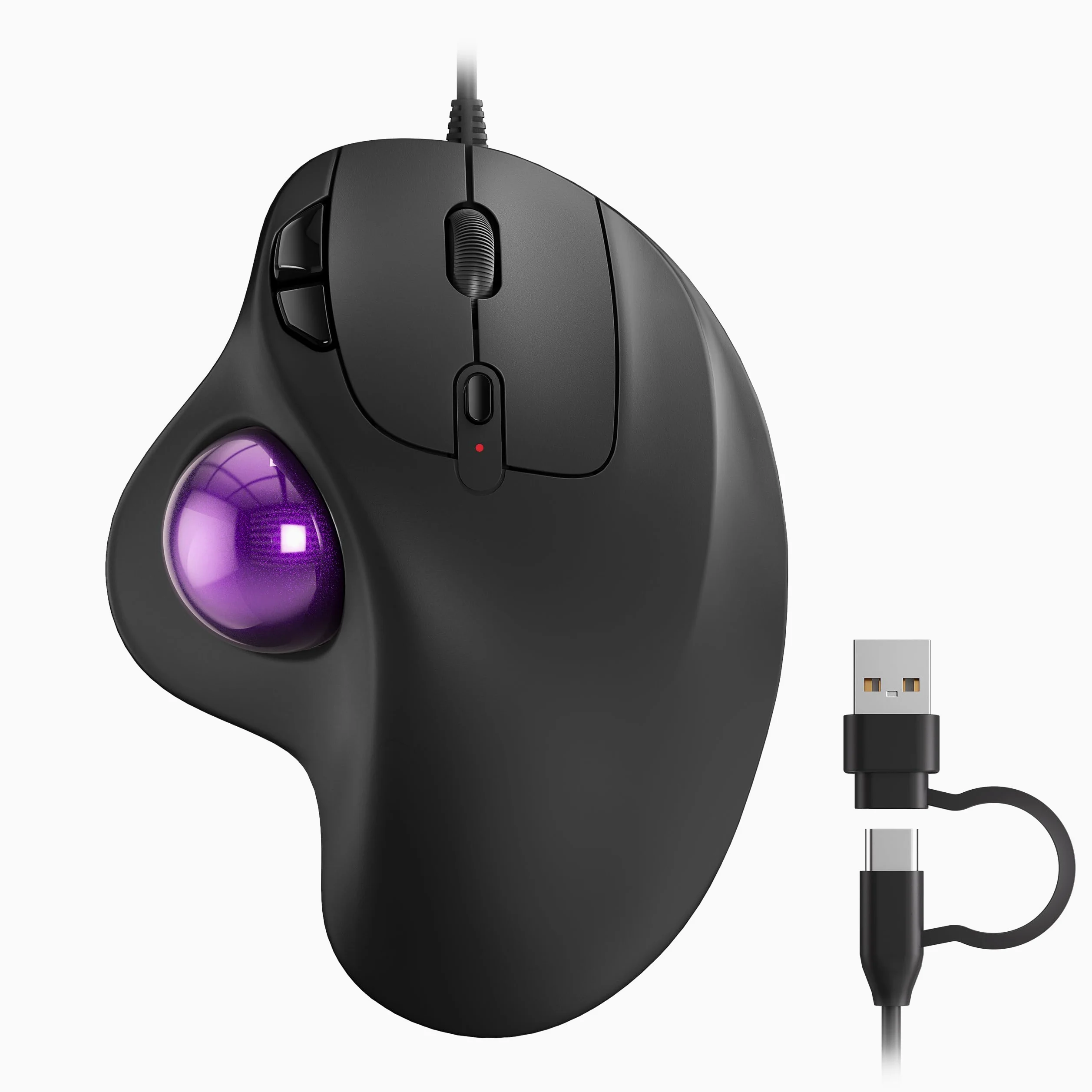 Nulea M509 Trackball Maus verdrahtet, Ergonomisches Design, Einfache Daumenkontrolle, Präzise und reibungslose Verfolgung, 2-in-1 Schnittstelle (Typ A &Typ C), Kompatibel für PC, Laptop, Mac, Windows.