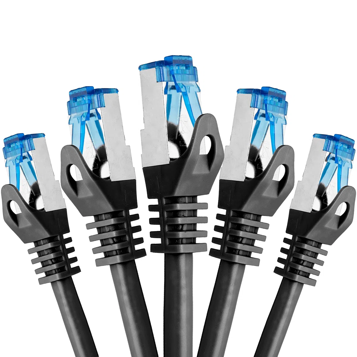 BIGtec - 5 Stück - 3m CAT.7 Gigabit Patchkabel Netzwerkkabel schwarz Kupferkabel Patch Ethernt LAN DSL Kabel CAT7 (RJ45, Cat 7, S/FTP PIMF) 3,00m