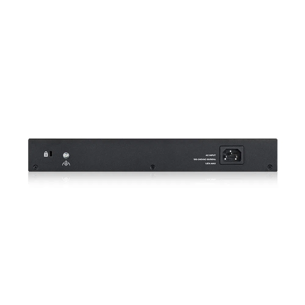 Zyxel Netzwerk PoE Switch 24 Port | Smart Managed Gigabit LAN Splitter | 12x GbE RJ-45 + 12x PoE+ mit 130W Budget | Smart Fan | VLAN, IGMP, QoS | Rack Montage, Kit im Lieferumfang | GS1900-24EP