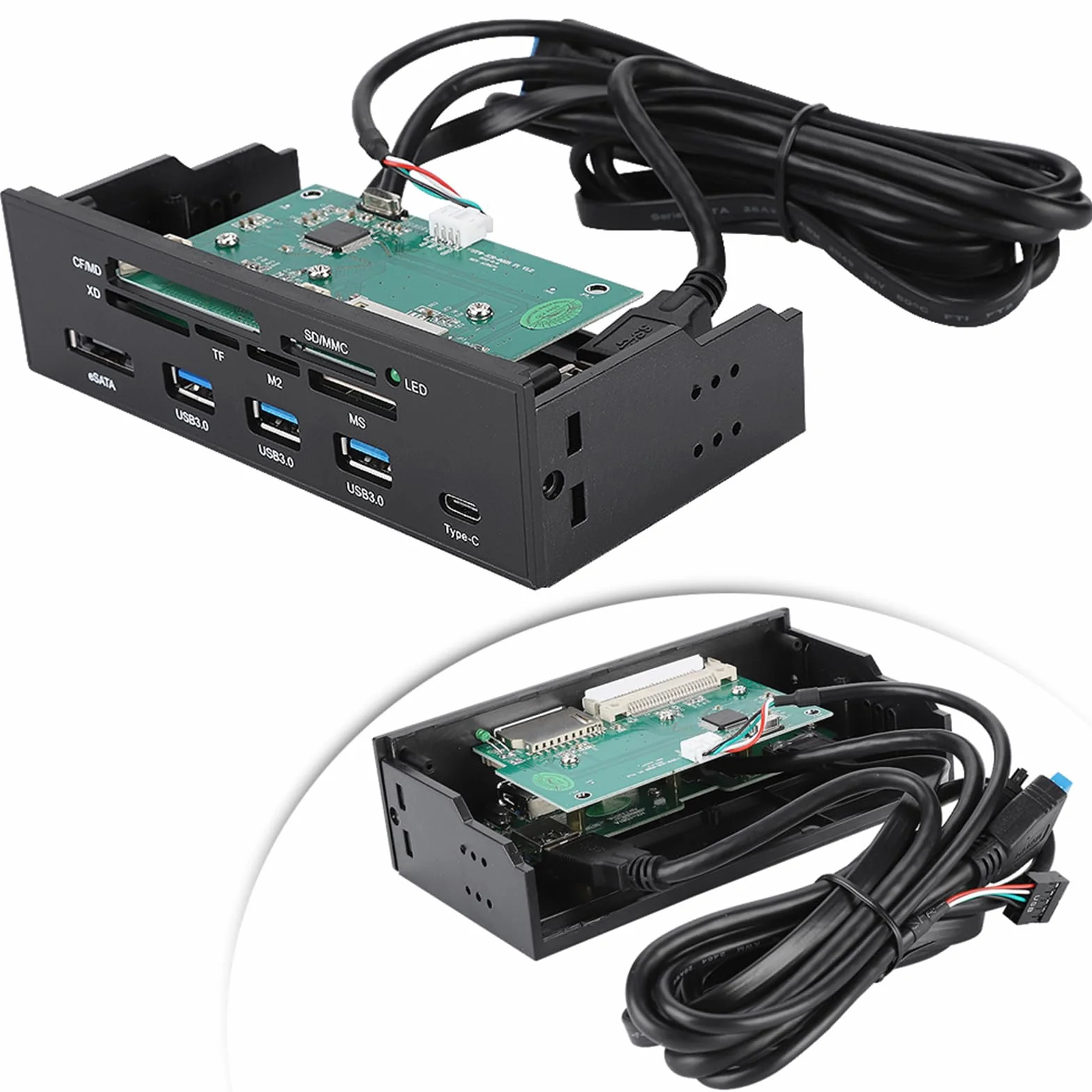 KIMISS 5,25 Zoll Multifunktionales Internes Kartenleser-Dashboard, PC-Frontplatte mit Hochgeschwindigkeits-USB 3.0-Schnittstelle.