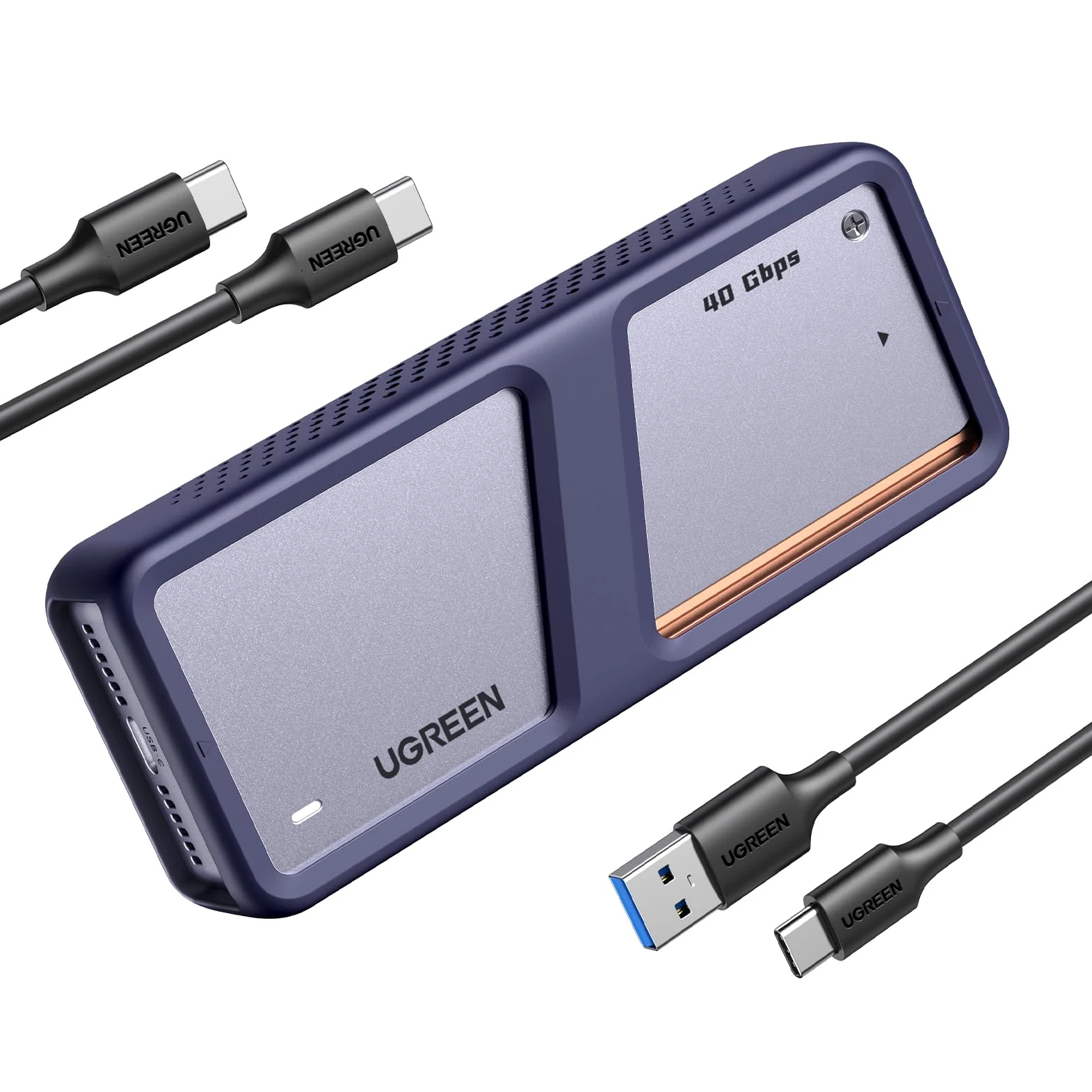 UGREEN USB 4 M2 Gehäuse, 40Gbps NVMe Gehäuse mit leistungsstarker Kühlleistung, USB M2 SSD Adapter für Datenspeicher, kompatibel mit MacBook Pro M5 Pro/M5 Max, HP Celeron N4120, Mac mini M4