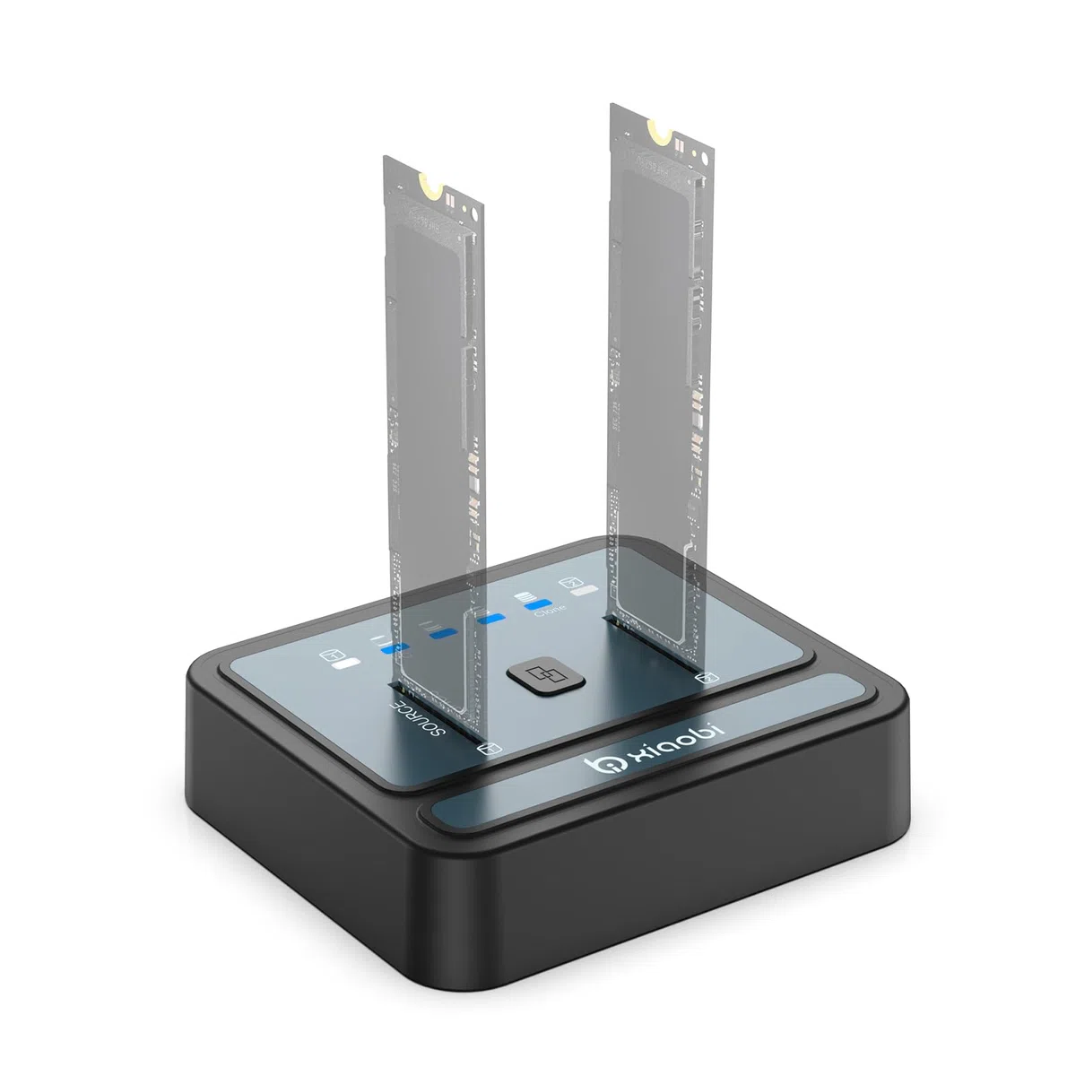 M.2 NVMe/SATA SSD Cloner, M.2 Duplikator 2-Bay Festplattengehäuse, werkzeuglos 20Gbps USB3.2 Gen 2X2 Festplattenleser für NVMe SATA SSD Unterstützt Offline Clone, UASP und Trim