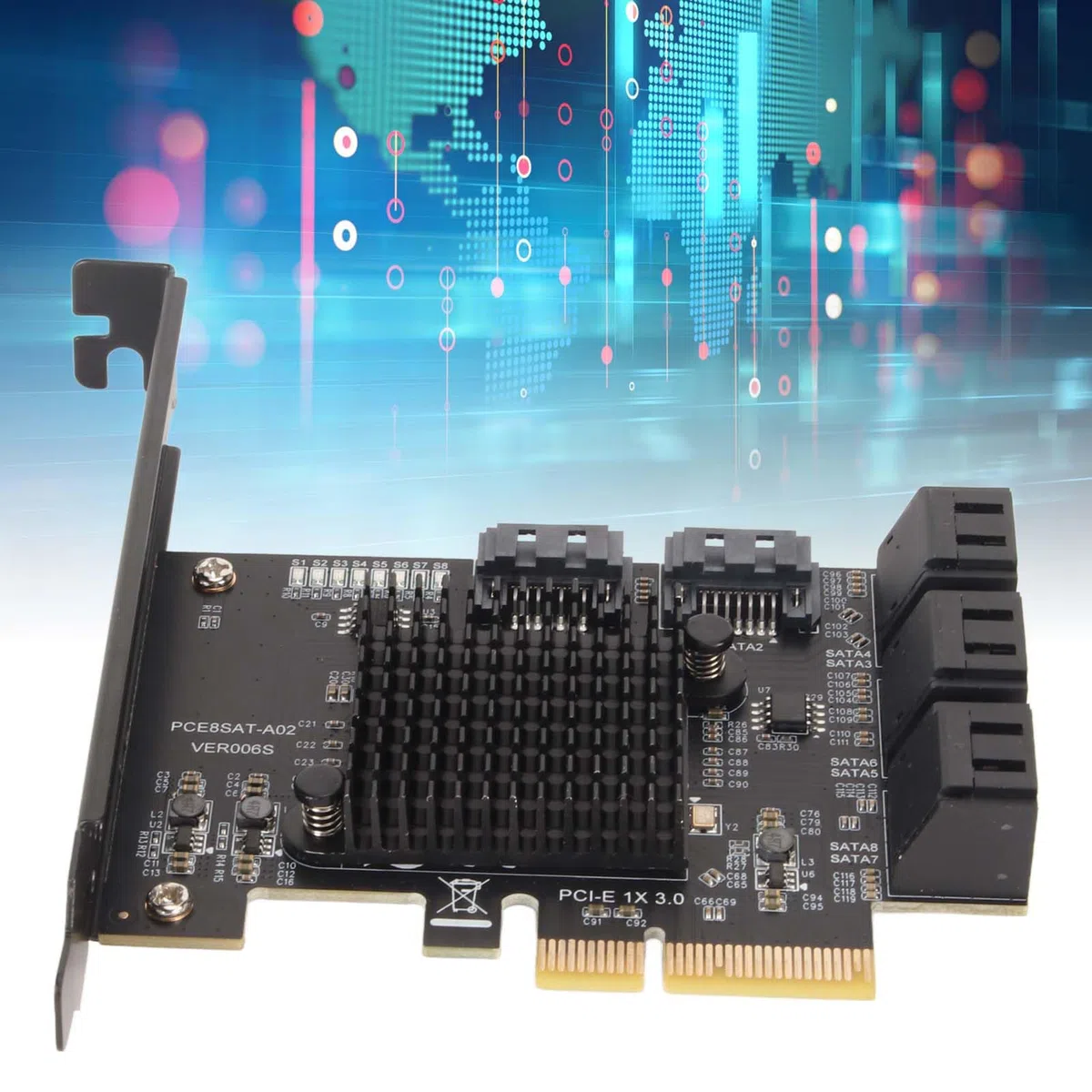 PCIe to SATA 3.0 Karte 8 Port Support Support Heiße Swappbare Boot -System -Festplatte mit Kühlkörper für Linux NAS
