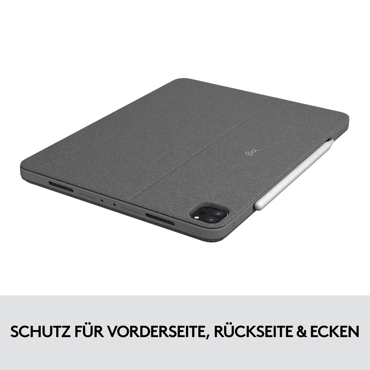 Logitech Combo Touch iPad Pro 12,9 (5. Gen - 2021) Keyboard Case, Abnehmbare Tastatur mit Hintergrundbeleuchtung, Click-Anywhere Trackpad, Smart Connector, Deutsches QWERTZ-Layout - Grau G335